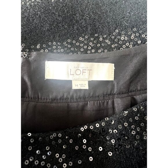Ann Taylor Loft Womens Black Sequin-Striped Skirt Size 14 - Picture 4 of 6